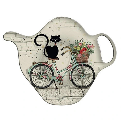 Repose-sachet "chat vélo"